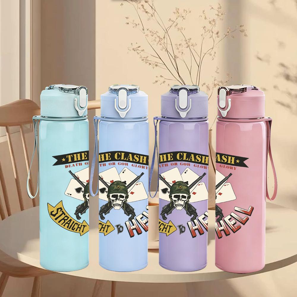 1PC Western Cowboy Hat Ornate Emblem Print 750ml Portable Sports Water Bottle Leakproof Gym Outdoor Travel Drink Cup