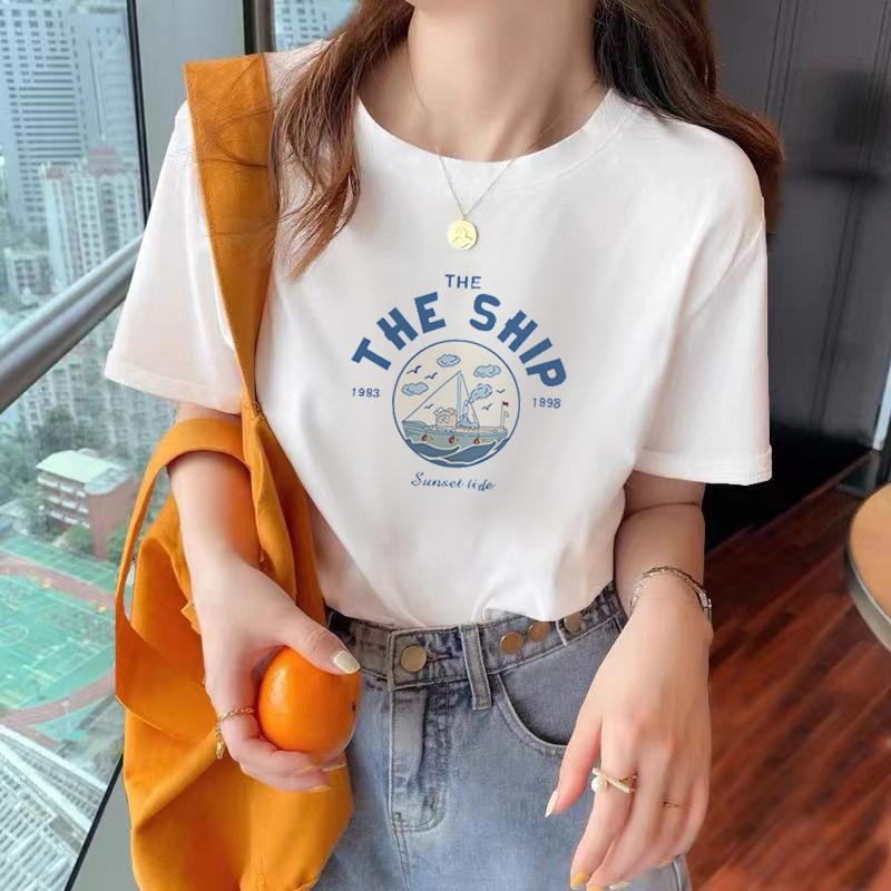 VEZFAA Damenmode Casual Sommer Frühling Kurzarm O-Ausschnitt Blusen & Hemden