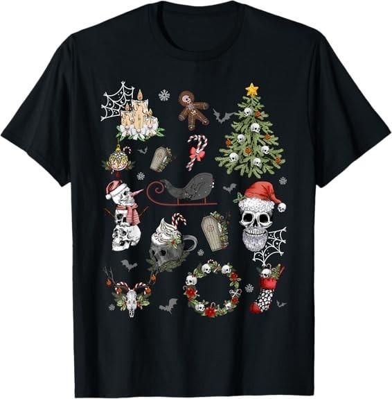 MOST POPULAR! Goth Dark Christmas Santa Skull Creepy Xmas Tee T-Shirt S-3XL S разноцветный