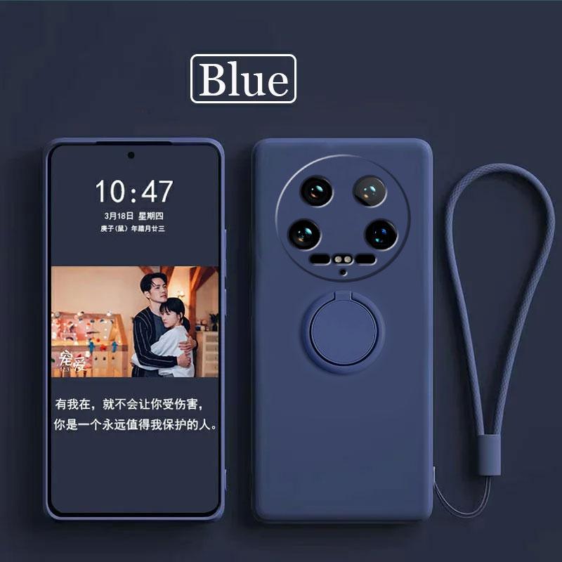 Case Fro Xiaomi 14 Ultra Liquid Silicone Ring Holder Soft Phone Cover for Xiaomi 14 Ultra Shockproof Back Fundas Xiaomi 14Ultra