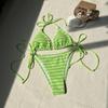 European and American New Striped Towel Cloth Small Fresh and Sexy Split Swimsuit Bikini