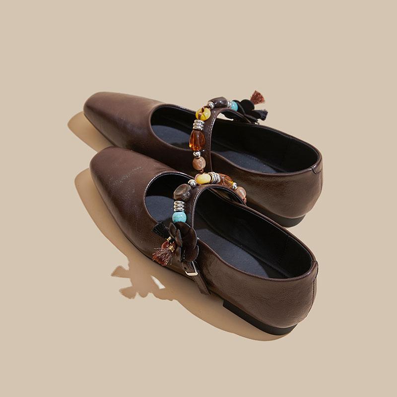 Fashion 2025 New Women's Mary Janes Square-toe, Single-strap Ballet Shoes Women Shoes Large-size Pumps Female Flats