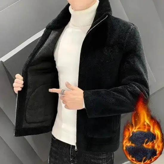 

Мужская зимняя флисовая куртка с подкладкой, утолщенная, короткая, осенне-зимняя теплая одежда, короткое шерстяное пальто, повседневная свободная посадка S чёрный