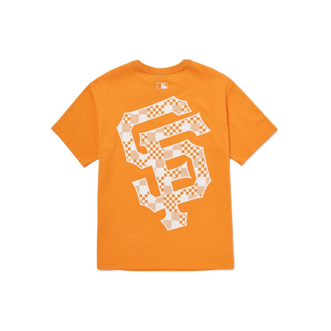 MLB San Francisco Giants Karriertes Kurzarm Partner T-Shirt Unisex T-Shirts Orange 3ATSM8023-14ORS XL