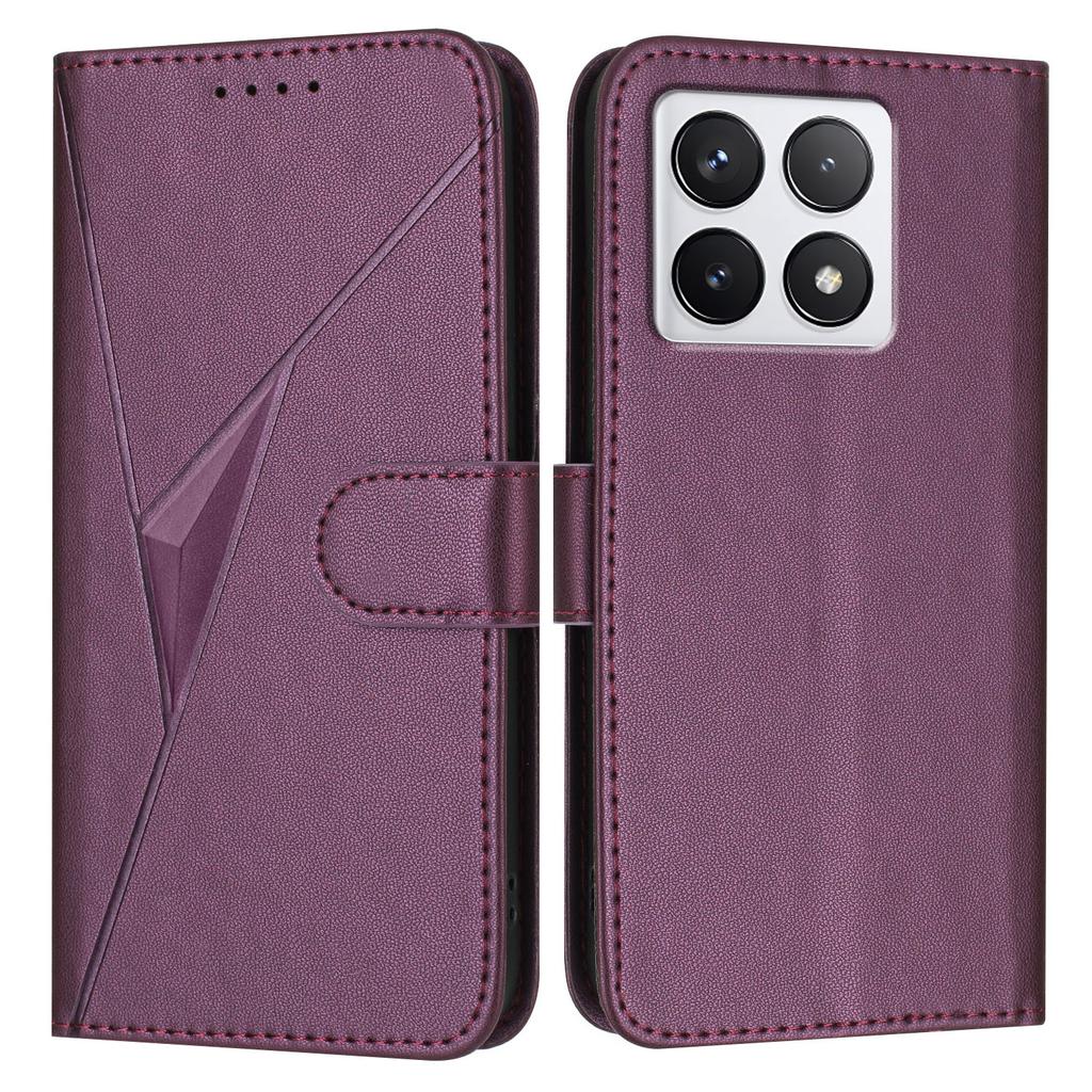 YX0090 For Xiaomi 14T Case Triangle Imprint Leather Phone Cover with Lanyard