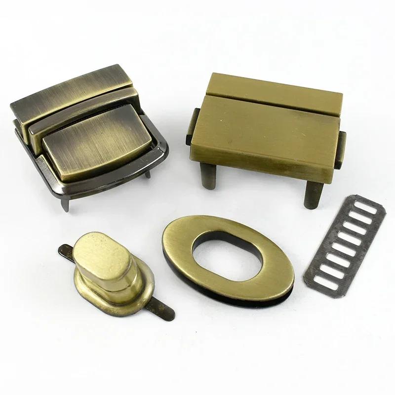 2/4Pcs Meetee Metal Lock Buckle Handbag Purse Brass Buckles Closure Spring Locks Rotating Clasp DIY Leather Crafts Accessories