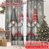 2D FLAT PRINTING 2pcs Curtains (Without Rod) Christmas Gnomes with Snowflakes April Fools Is Day Festival Fashion Curtains