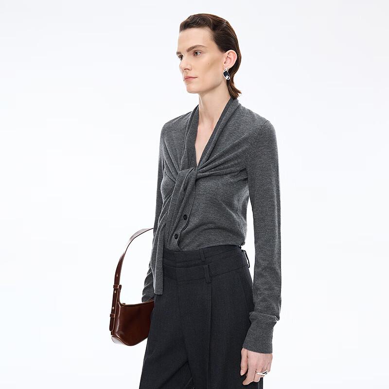 JNBY 2025 Winter Wool Knit Scarf Collar Sweater