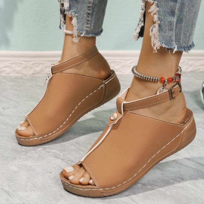 Fashion Women's Sandals 2025 New Summer Shoes For Women Wedge Heels Sandals Soft Heeled Slippers Low Platform Summer Sandalias De Mujer