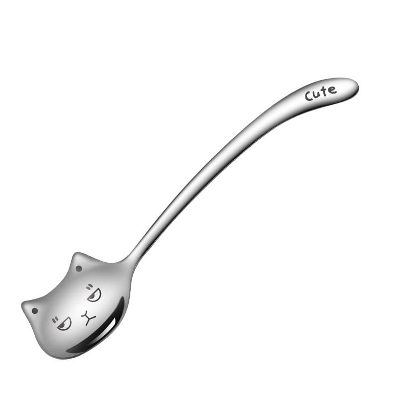 Funny Cat Long Handle Spoon Tea Spoon for Coffee Long Tail Cat Coffee Spoon Birthday Gift 304 Stainless Steel Tableware