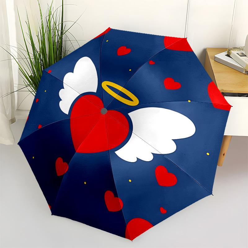 

1pc Angel Heart Wings Automatic Opening and Closing Folding Umbrella with 8 Iron Ribs - Portable, Foldable for Travel yy251124155