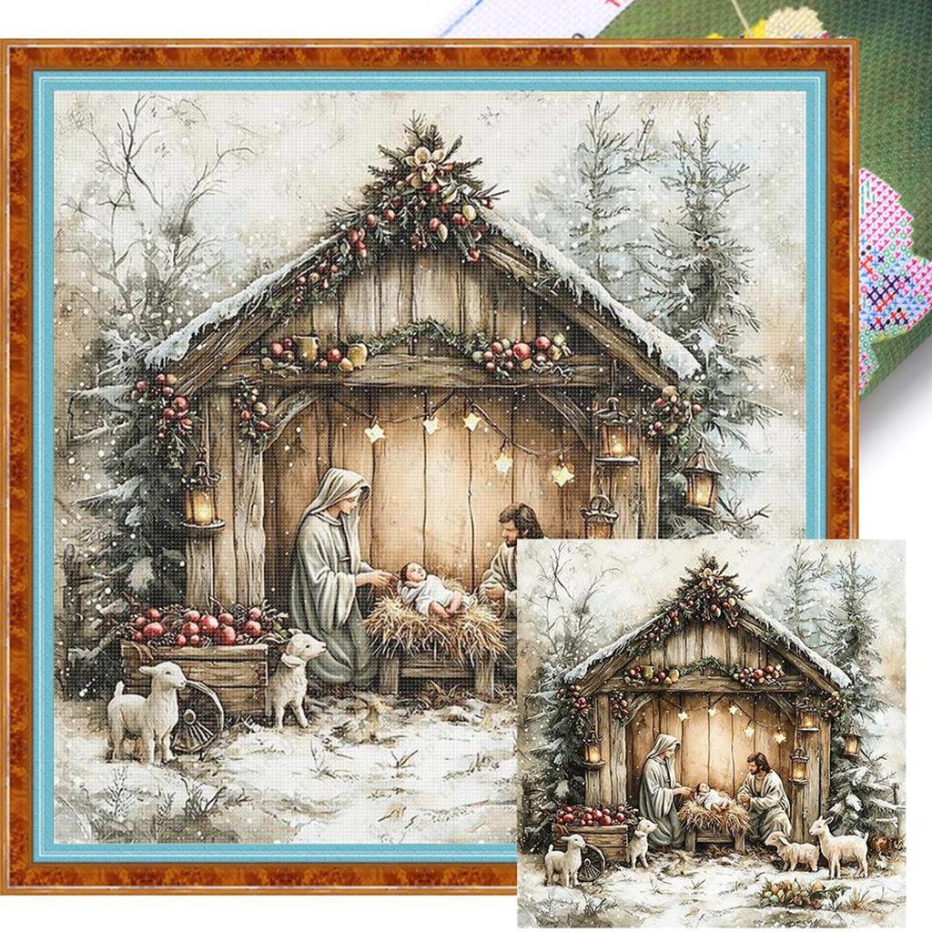 Nativity Printed Cross Stitch Kit DIY 11CT Embroidery Craft Set Home Decor