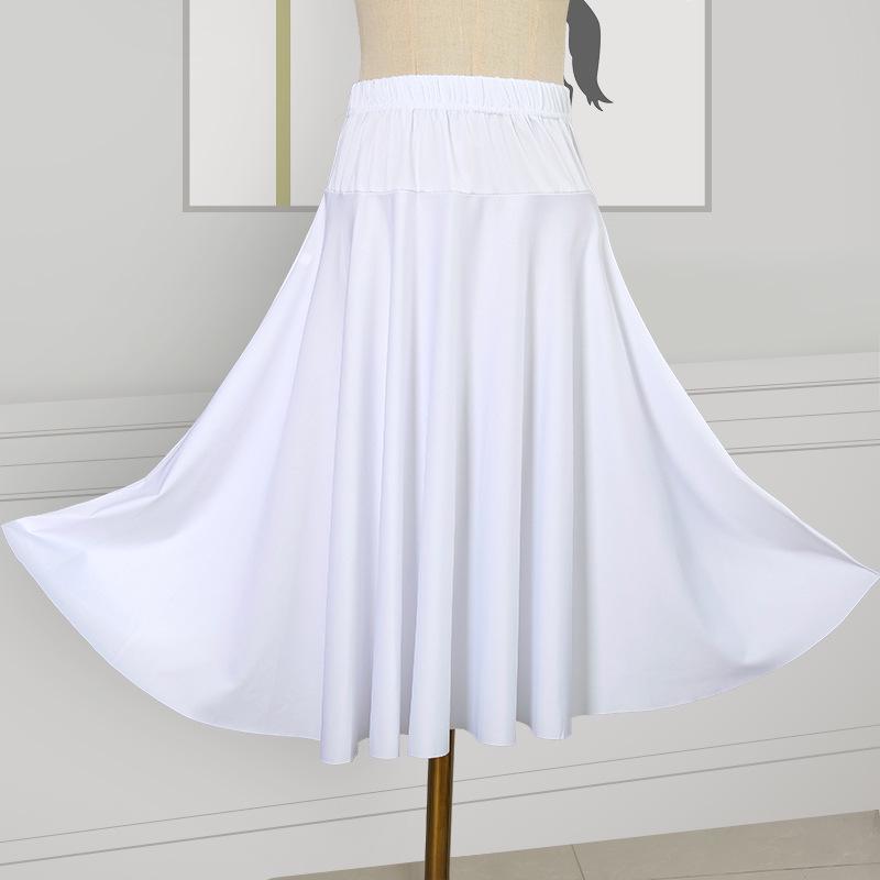 2025 Nová jednobarevná sukně na square dance a sálový tanec s velkým rozsahem