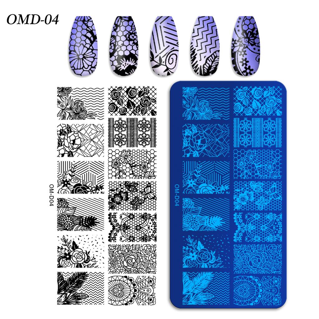 Nail Art Transfer Steel Plate, Rectangular Printing Oil Transfer Printing Steel Plate Blue Film Painted Board Omd Series