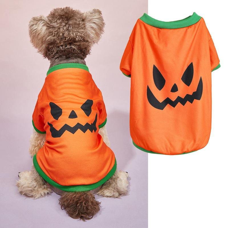Halloween Pet Clothing Thin Cat Dog Holiday Costume Pumpkin Skull Teddy Funny T-Shirt