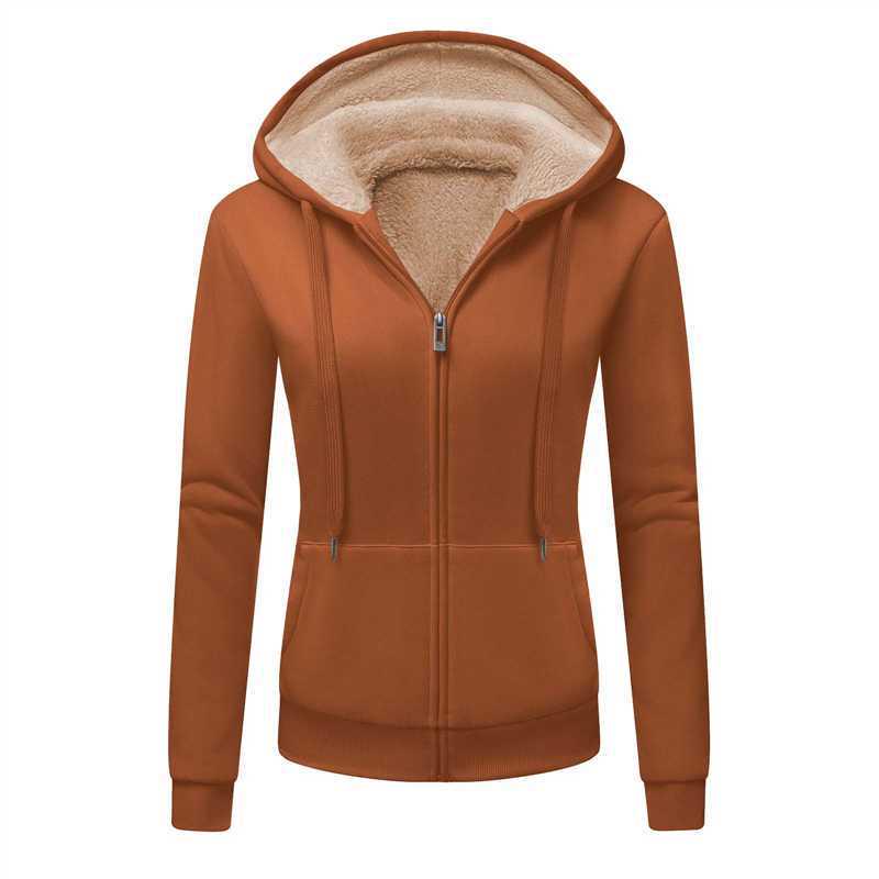 2025 Women's Thickened Zipper Hoodie with Logo Print - European & American Autumn/Winter Casual
