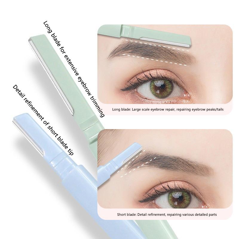 Doppelendiger Augenbrauentrimmer mit Kamm Klingen für kurze Reichweite Sicherheitsschutz Augenbrauenschaber Beauty-Tool Augenbrauenrasierer