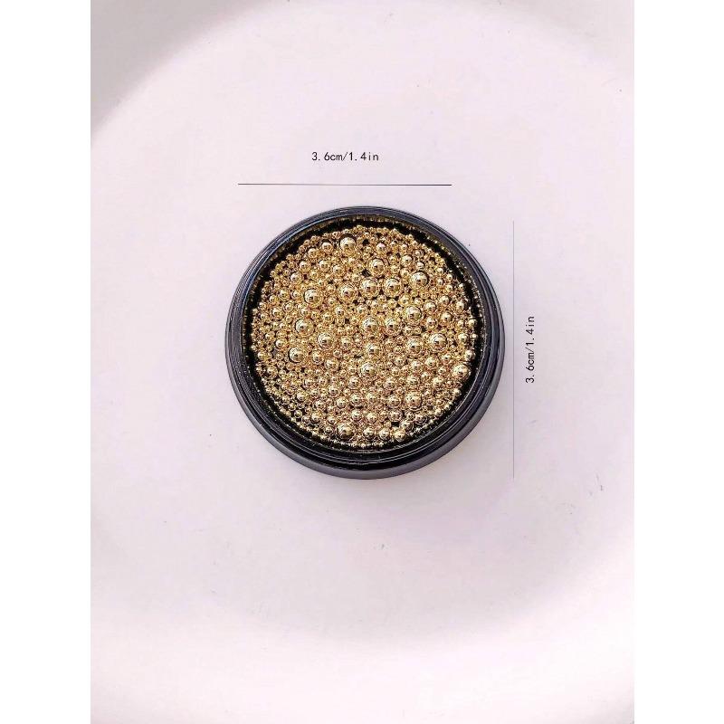 1 Box 3D Round Design Nails Art Decoration Ball, Steel Ball Diy Nails Supplies, Nails Charm, Small Steel Ball, Gold, Silver Color Nails Salon