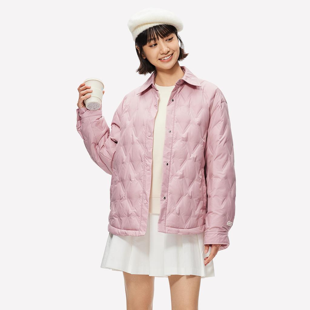 Li-Ning Hot Pot Down Jacket Series Water-Repellent Solid Color Casual Dopamine Down Jacket Women Outerwear Light-Pink AYMU230-2