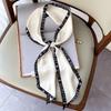 1116 Letter Printing Spring and Autumn Decoration Small Silk Scarf Women's Thin and Narrow Long Clavicle Scarf Dual-purpose French Retro Headband
