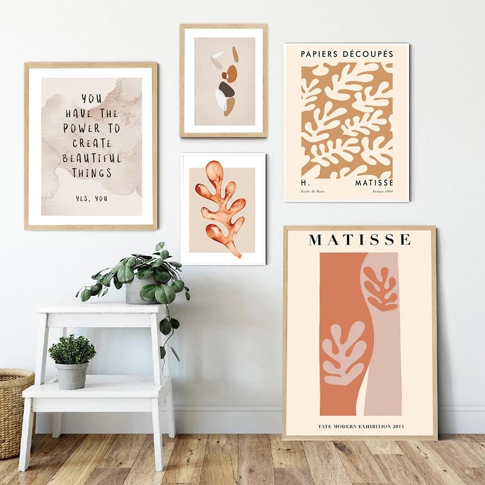 Solid Wood Frame Matisse Flower Poster Abstract Tropical Plant Canvas Painting Minimalist Wall Art Print Modern Pictures Living Room Home Decor