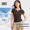 BENLAI Women's Cool-Sense Zipper Round Neck Short Sleeve T-Shirt