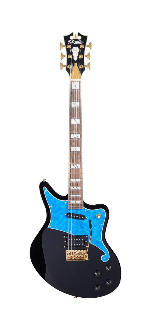 Deluxe Bedford Black with Blue Pearl Pickguard and Tremolo D'Angelico