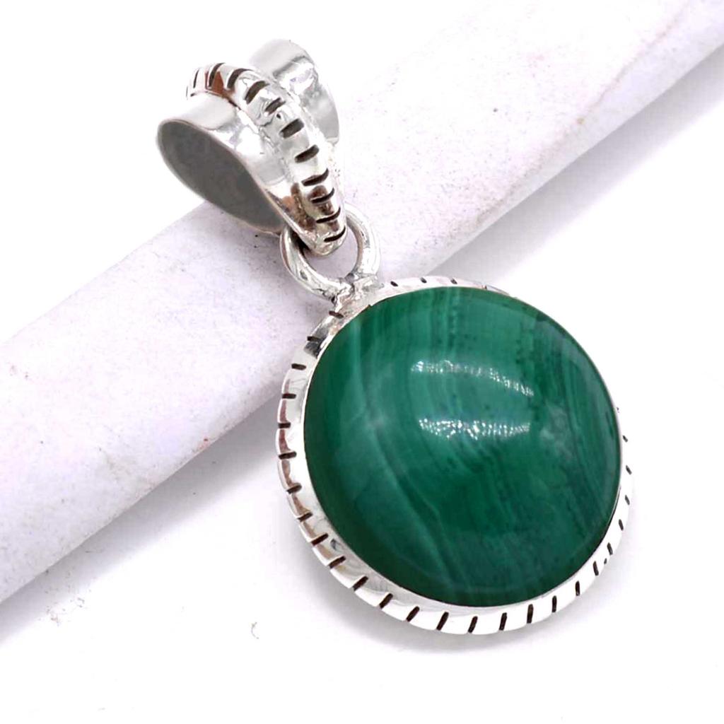Malachite 925 Sterling Silver Pendant, Natural Gemstone Handamde Pendant Gift For Her Mom, Anniversary Gift