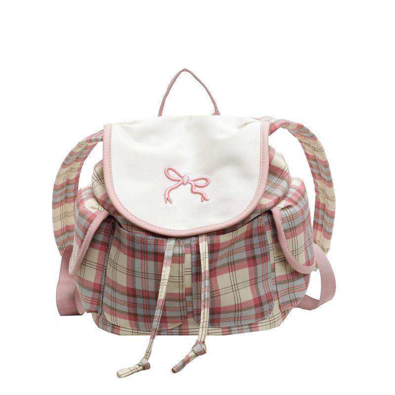 

Милый дорожный рюкзак Новый розовый и белый клетчатый рюкзак школьный рюкзак