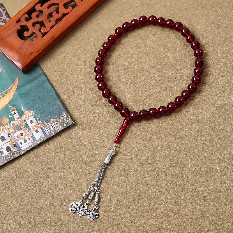 33-Bead Tassel Alloy End Rosary Tasbih Prayer Beads for Muslims