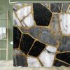 Modern Plain Black Gold Textured Marble Shower Curtain With Hooks Water Resistant For All Bathroom Styles