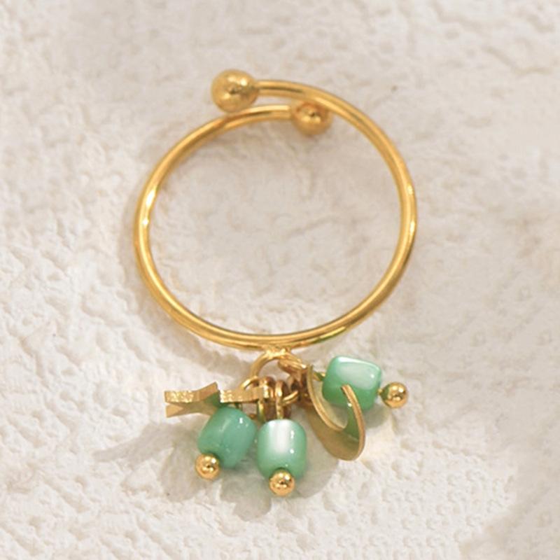 Geometric Wind Women's Ring Personalized Inlaid Rice Bead Design Star Moon Open Ring Versatile Index Finger Ring
