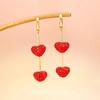 2pcs Luxurious Metal Inlaid Heart-Shaped Pendant Earrings, Elegant And Fashionable Earrings For Women, Valentine'S Day And Mother'S Day Gifts