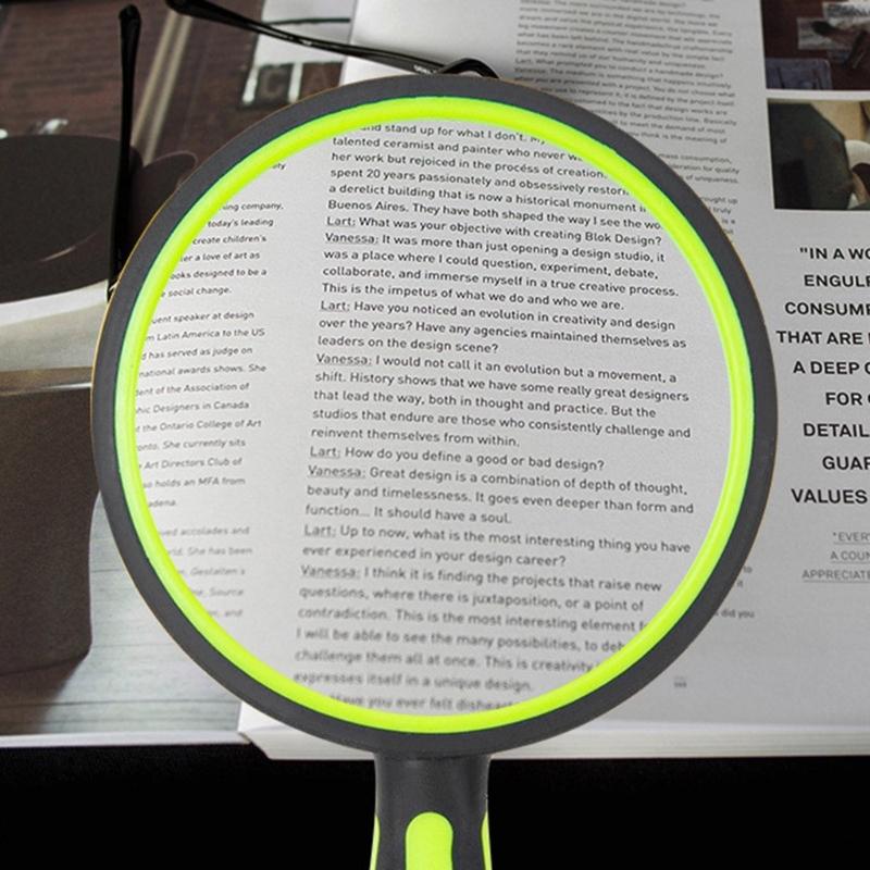 Optical Glass Magnifying Tool with Ergonomic Rubber Handle 5-10X Handheld Magnifier for Enhances Comfort and Usability