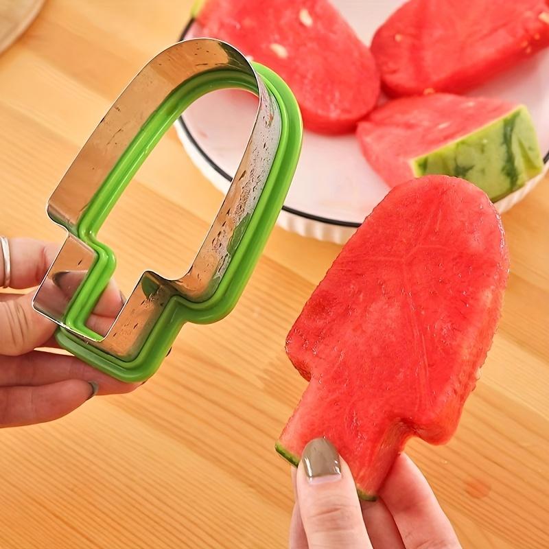 1pc Stainless Steel Watermelon Slicer & Popsicle Mold, manual with green handle, great for summer.