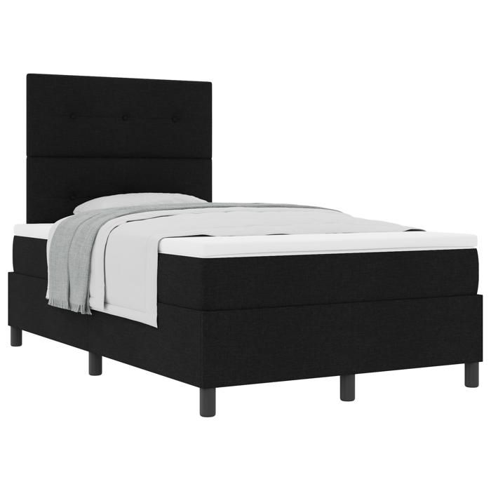 VidaXL Lit avec sommier et matelas noir petit double tissu 3339373