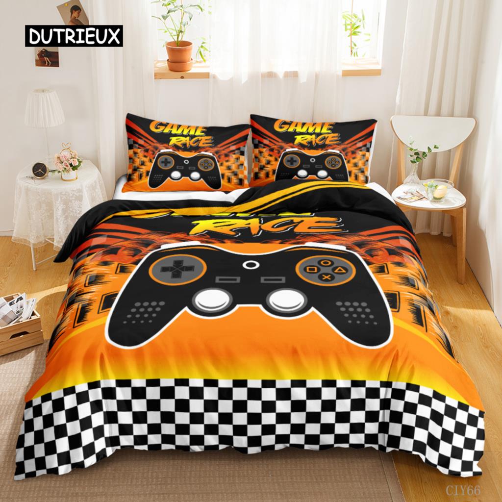 Gamer Duvet Cover Set Kids Boys Teens Video Game Controller Gamepad Bedding Set Double Queen King Size Polyester Qulit Cover