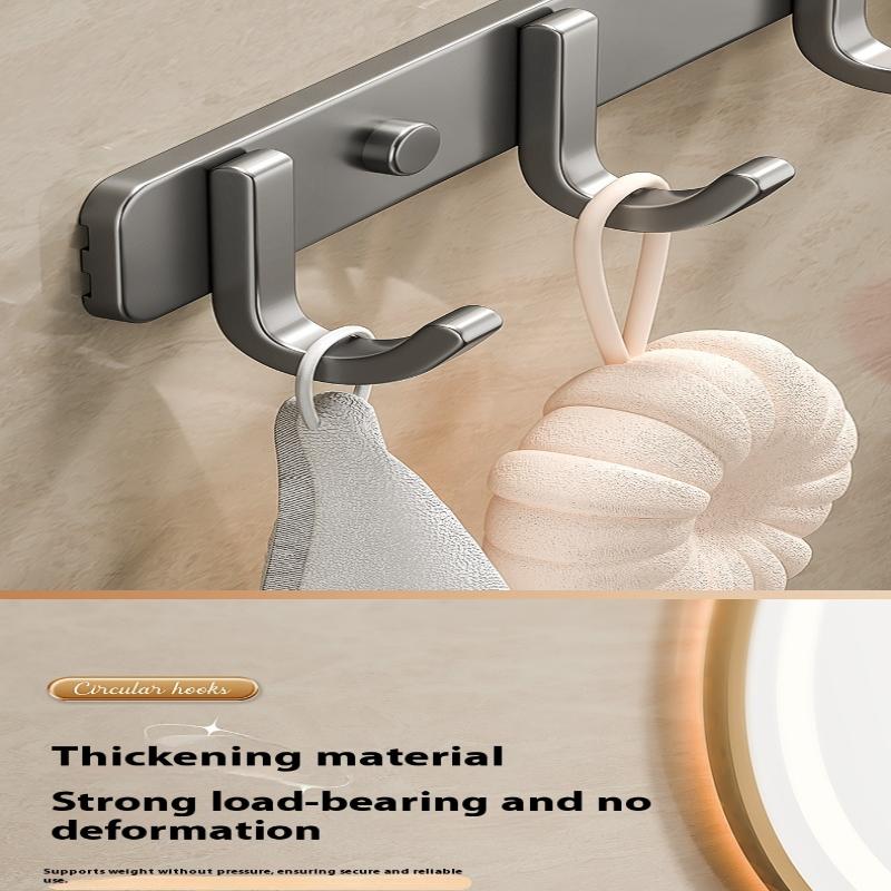 Space Aluminum Bathroom Hook No Drilling Strong Adhesive Coat Hook For Bathroom Kitchen Wall Mounted Clothes Hanger