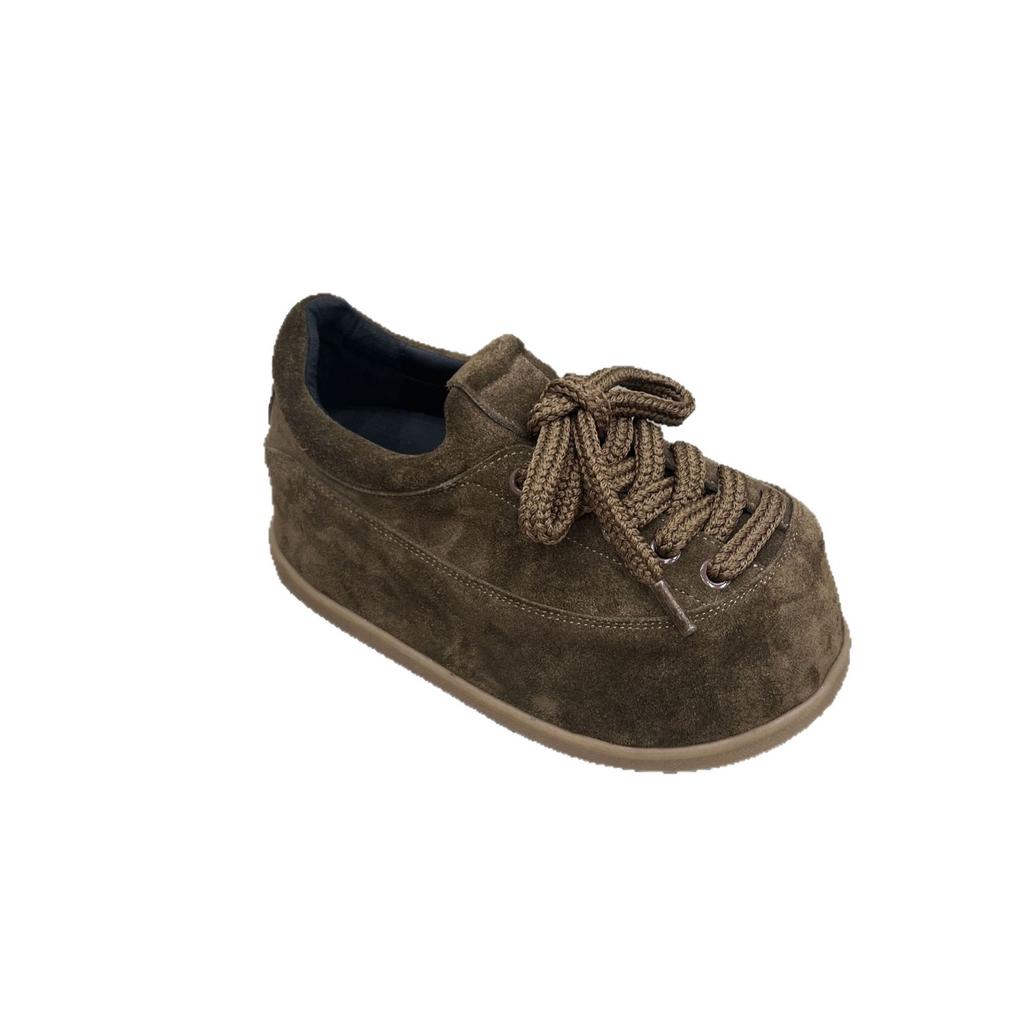 Early Autumn New Fashionable Thick-soled Inner Height Increase Versatile Comfortable Niche Matte Leather Small Casual Shoes