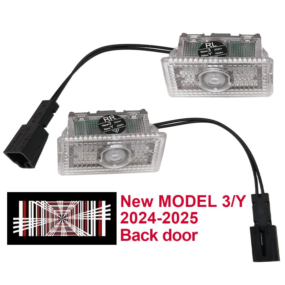 2Pcs Fashion LED Car Door Welcome Light Logo Projector for Tesla Model 3/Y 24-25 Model 3 17-23 Model Y 21-24