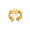 Stainless Steel Flower Open Rings For Women Trend Wedding Heart Jewelry Gold Color Geometric Hollow Ring Daily Accessories Gift