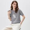 Komomboka Women's Mulberry Silk Dog Embroidery Short-Sleeve Knit Top