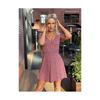 Summer Floral Knit Dress With Vneck Short Sleeves For Casual Women