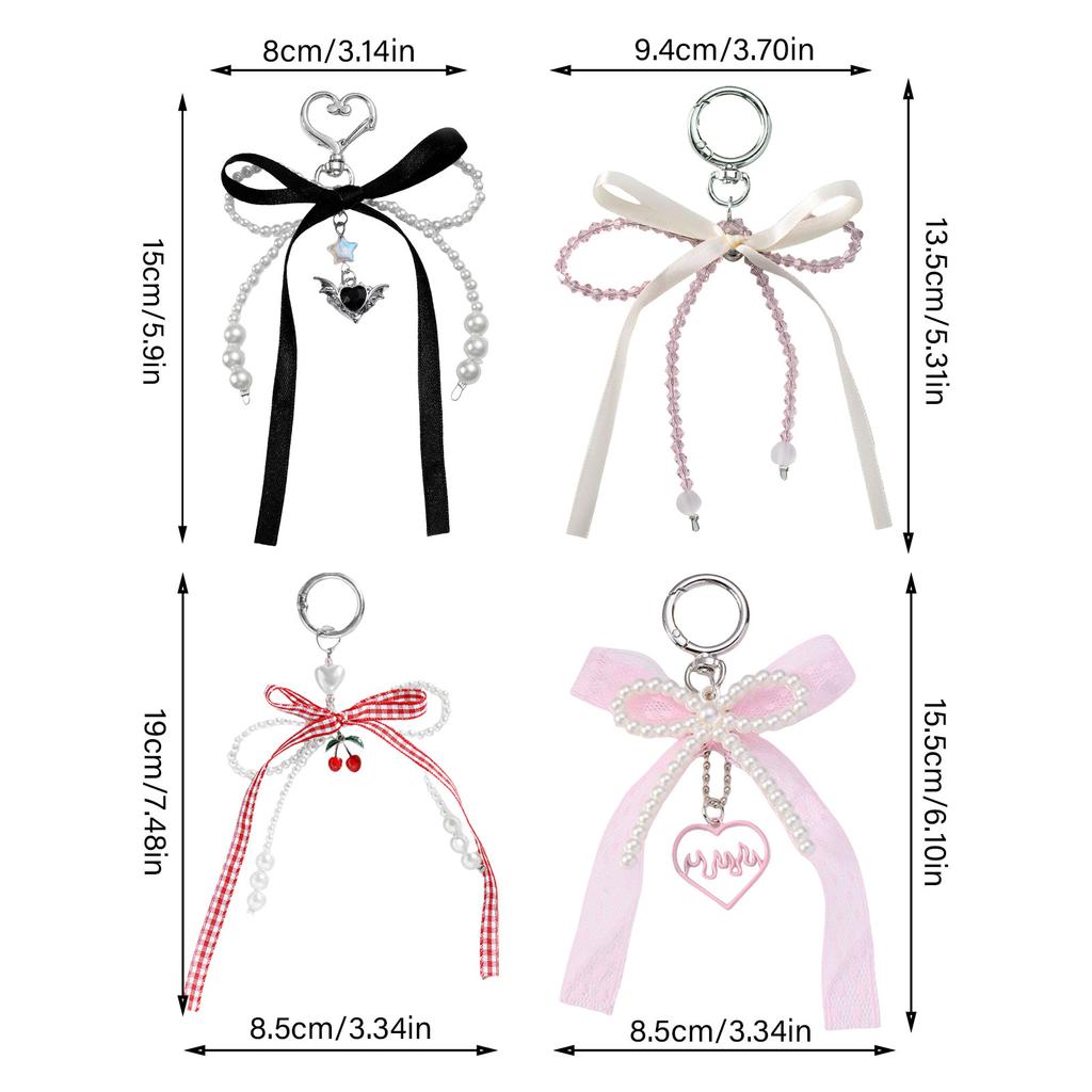 Брелок-лента с бантом, искусственный жемчуг, банты, подвеска для женских сумок и рюкзаков, красочный брелок для сумки, украшение
