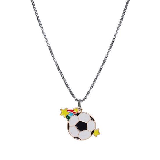 Kids Football Necklace, Trophy Soccer Ball Charm Necklace, Football Championship Necklace Jewelry for Soccer Fans Party Favors D