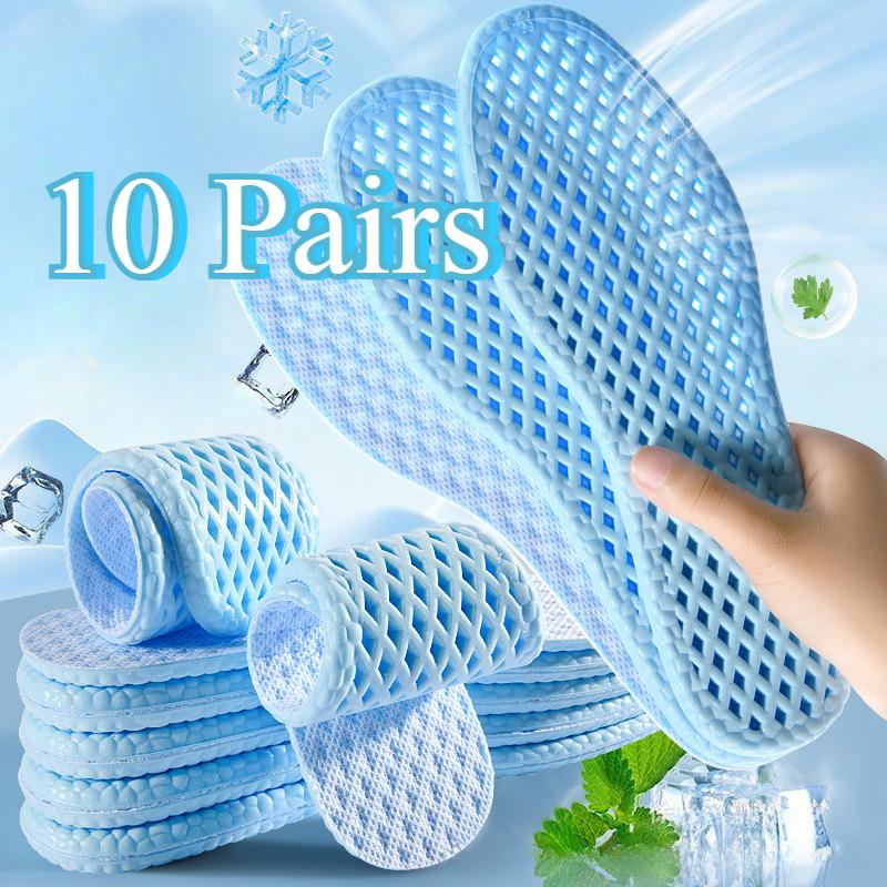 

10 пар дышащих охлаждающих стелек для обуви - Мягкие и упругие для мужчин/женщин | Защита от запаха и поглощение пота, летний комфорт для спорта 41 42 синий