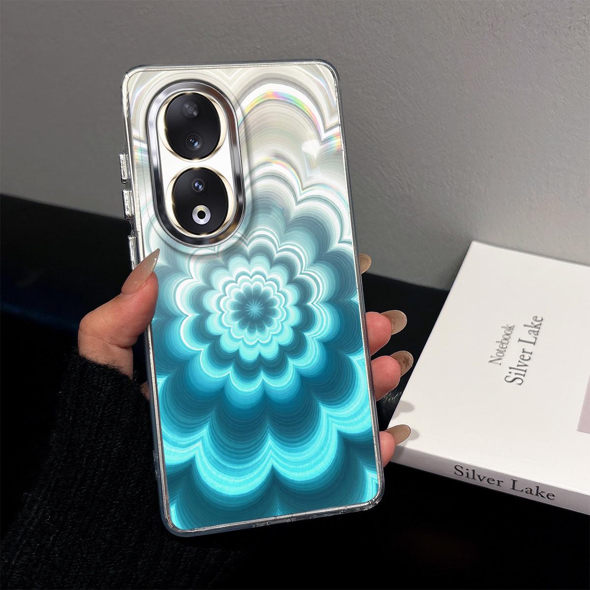 Case for HONOR 90 Iridescent Gradient Floral Clear Case,Shockproof Camera Lens Protection HONOR 90 синий
