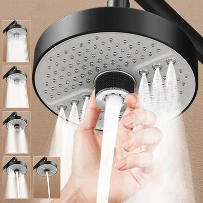 Badezimmer Regendusche Duschkopf 5 Modi Großer Durchfluss Supercharge Duschkopf 175mm Rund Hoher Druck Deckenbrause Badezimmer Zubehör