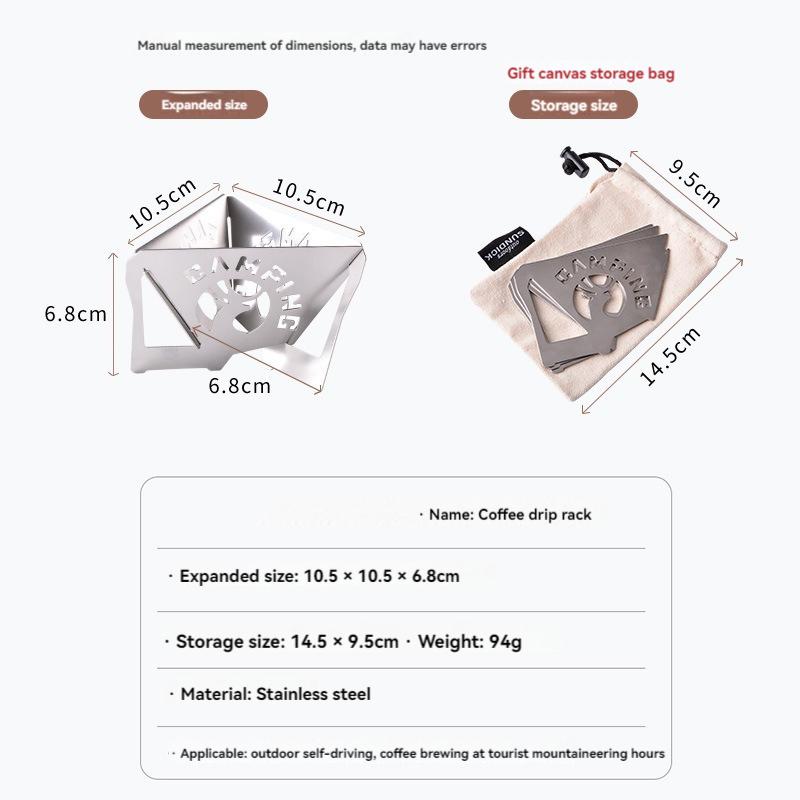 Outdoor Camping Portable Home Foldable Stainless Steel Coffee Hand Drip Filter Holder Coffee Filter Holder