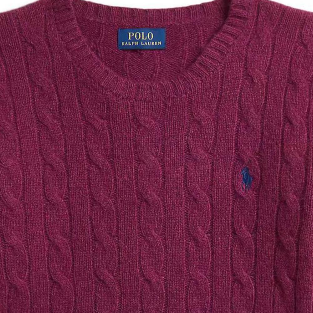 Polo Ralph Lauren Fw24 Slim Fit Cable Knit Crew Neck Solid Color Sweater Men sweater Plum 211581065023-500
